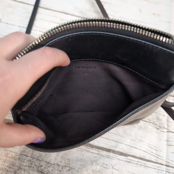 Coach Kitt Messenger Crossbody In Jacquard and Black Leather Silver Hardware - Picture 5 of 9